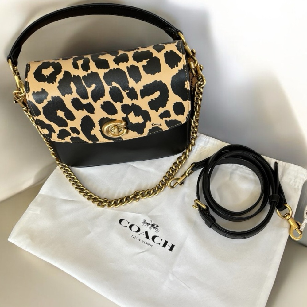 COACH Cassie 19 Leopard Print Satchel/Shoulder/Crossbody Handbag - Picture 5 of 9